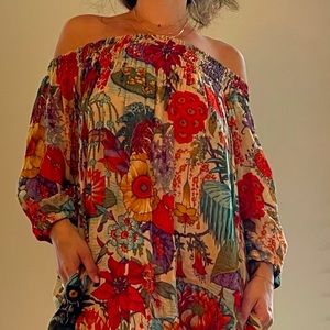 Cover up or thrown on off the shoulder flora dress